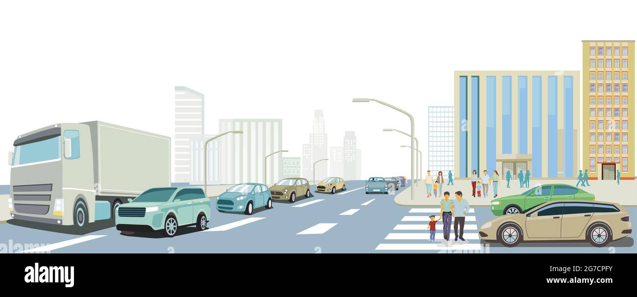 Straßenverkehr in einer Großstadt, Illustration Stock Vektor