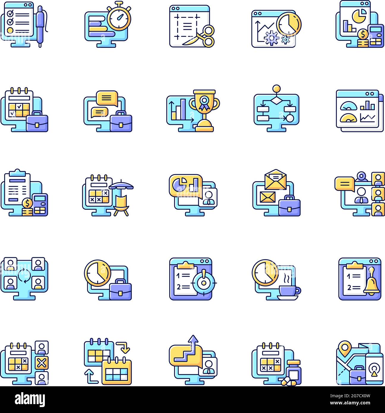 RGB-Farbsymbole für die Arbeitsüberwachung eingestellt Stock Vektor