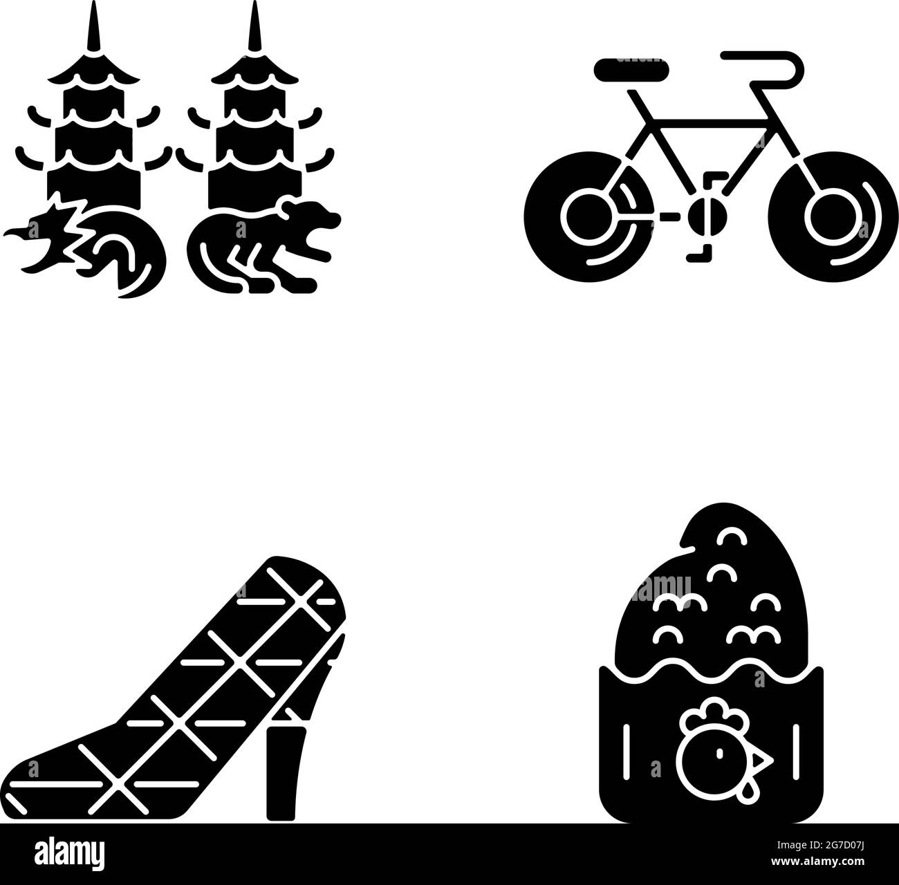 Schwarze asiatische Glyphen-Symbole im weißen Raum. Stock Vektor