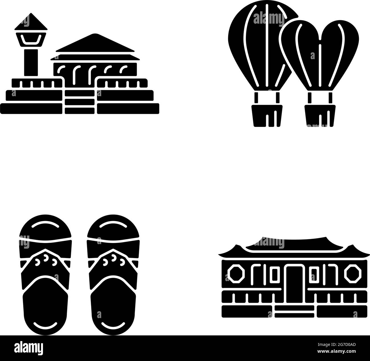 Nationale taiwanesische schwarze Glyphen-Symbole auf weißem Raum. Stock Vektor