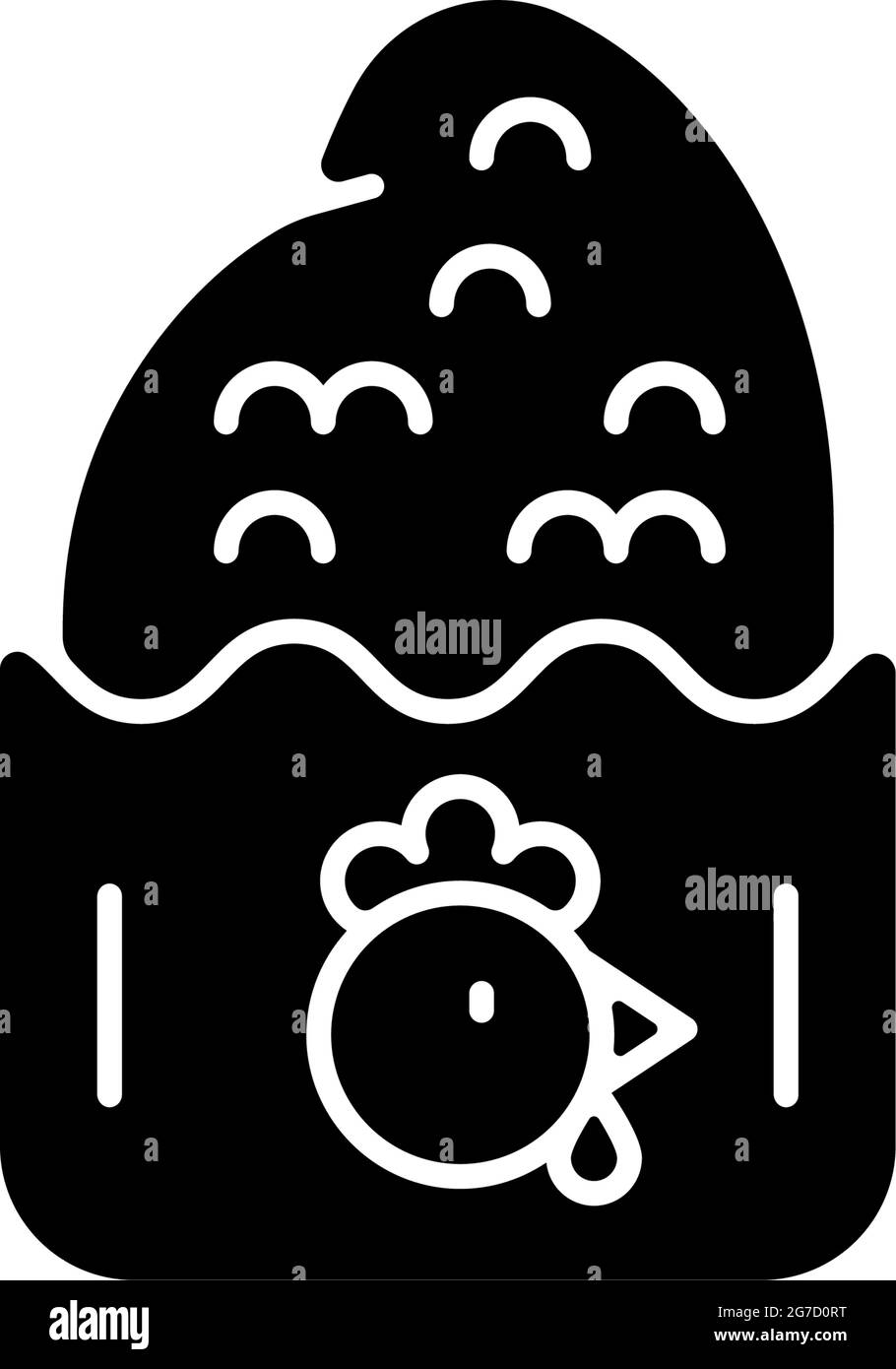 Schwarzes Glyphen-Symbol für knusprige Hühnerschnitzel. Stock Vektor