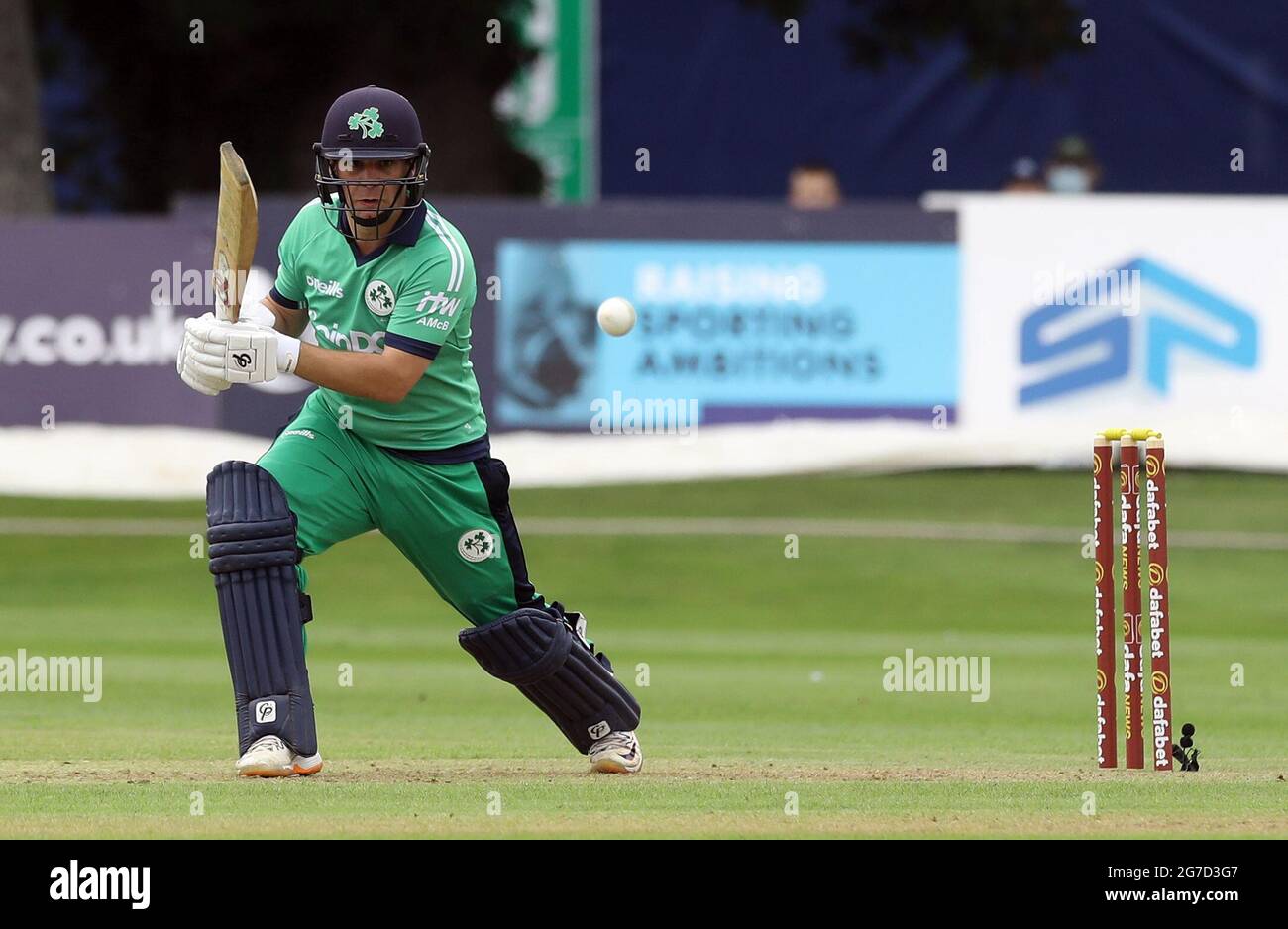 Der irische Andrew McBrine in Aktion während des zweiten eintägigen internationalen Spiels im Village in Dublin, Irland. Bilddatum: Dienstag, 13. Juli 2021. Stockfoto