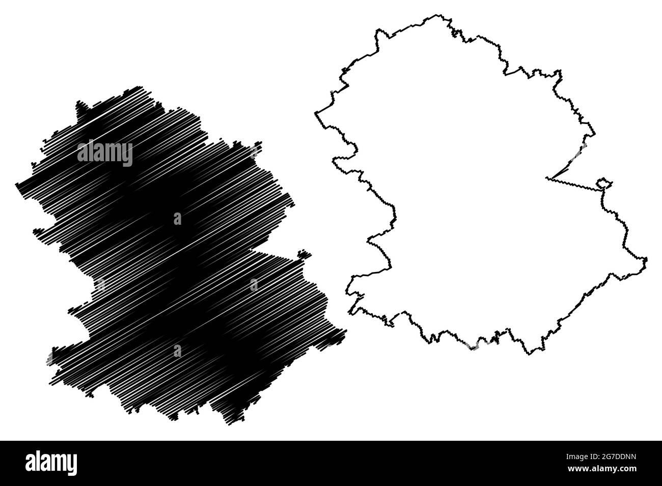 Hochtaunuskreis (Bundesrepublik Deutschland, Landkreis Darmstadt, Bundesland Hessen, Hessen, Hessen) Kartenvektordarstellung, Scrib Stock Vektor