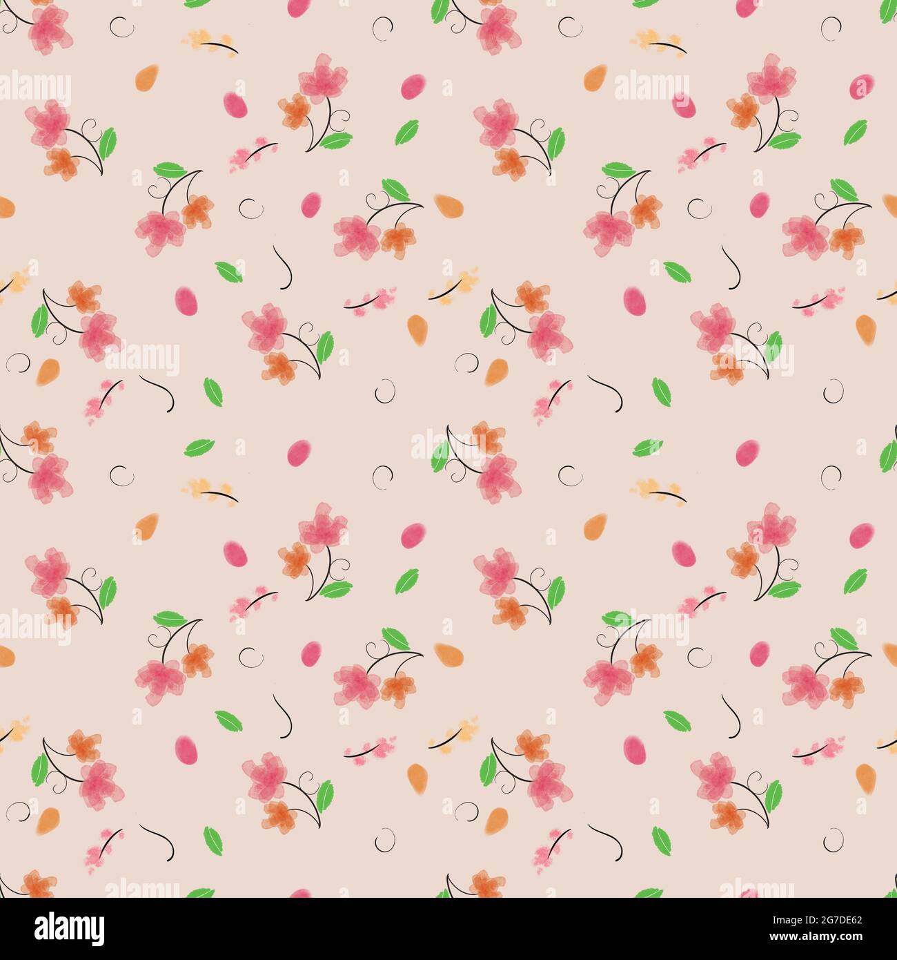 Blumen nahtlose Muster auf isolierten Hintergrund Stockfoto