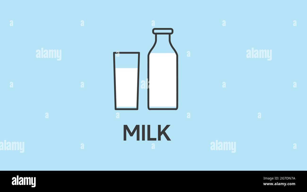 Milchsymbol. Vektor editierbare isolierte Milchflasche und Milchglas Illustration Stock Vektor