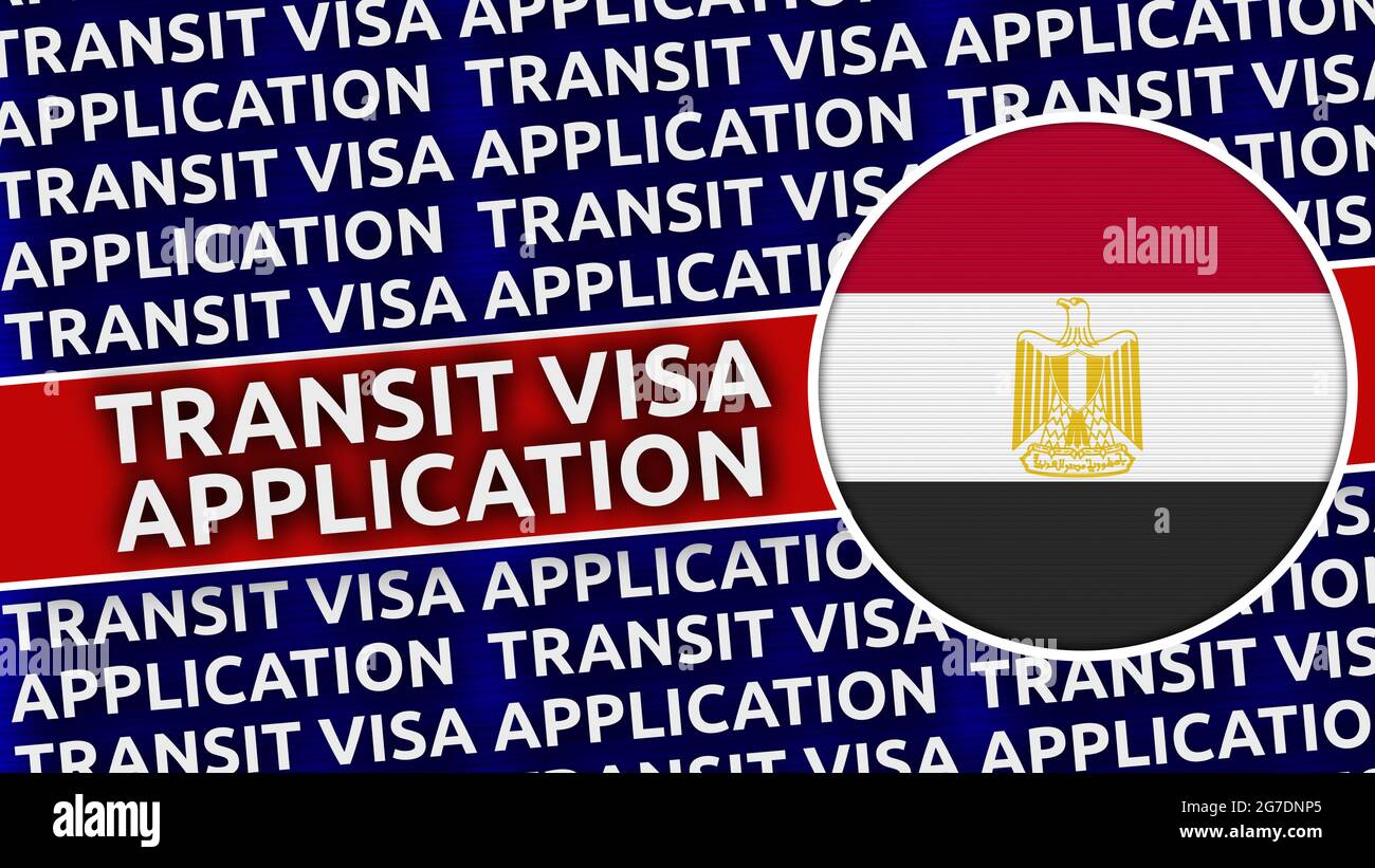 Ägypten Rundflagge mit Transitvisum-Antragstitel - 3D-Illustration Stockfoto