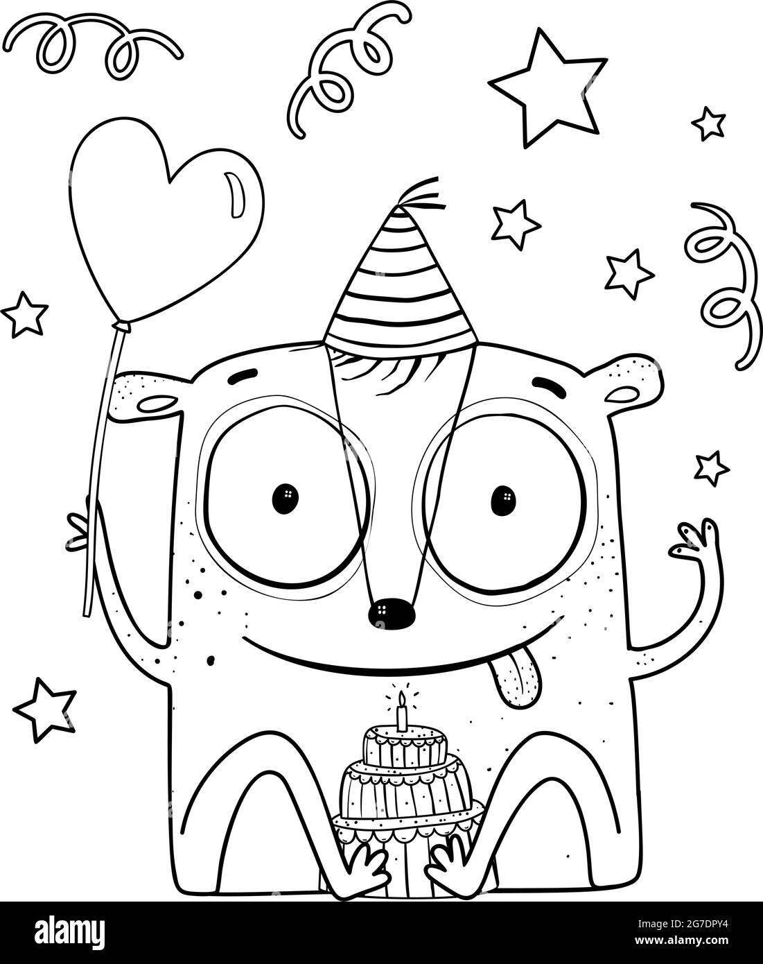 Happy Birthday Monster für Kinder Malbuch Stock Vektor