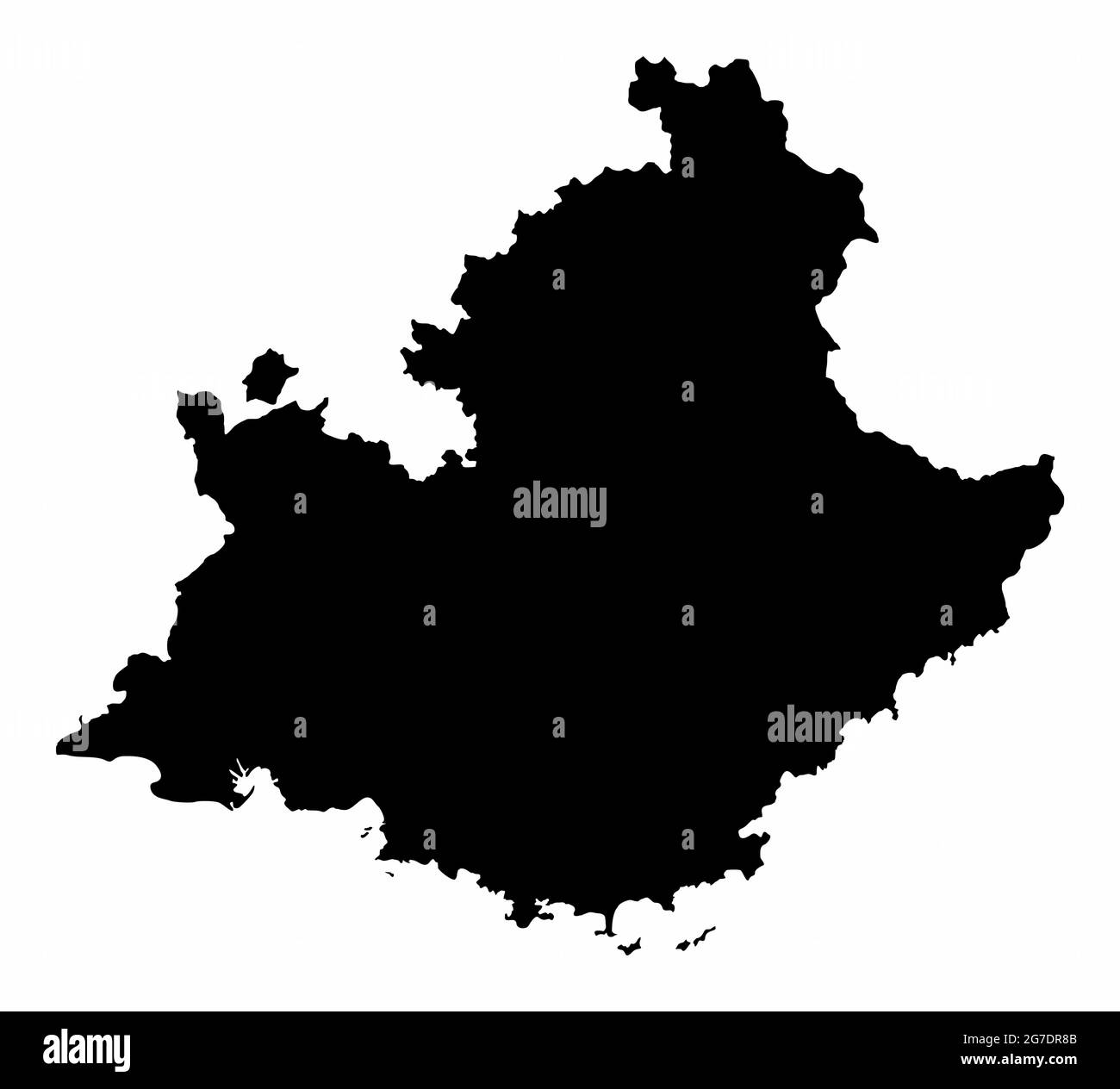 Provence-Alpes-Cote dAzur dunkle Silhouette Karte isoliert auf weißem Hintergrund, Frankreich Stock Vektor