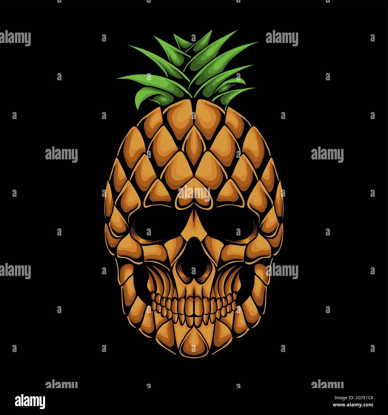 Ananas Schädel Kopf Vektor-Illustration Stock Vektor