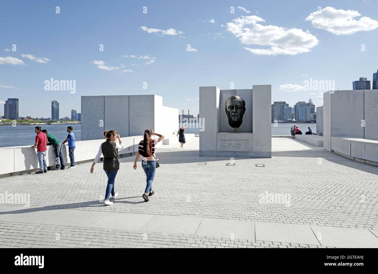 Das Denkmal von Franklin D. Roosevelt im Four Freedoms Park auf Roosvelt Island in New York City. Stockfoto