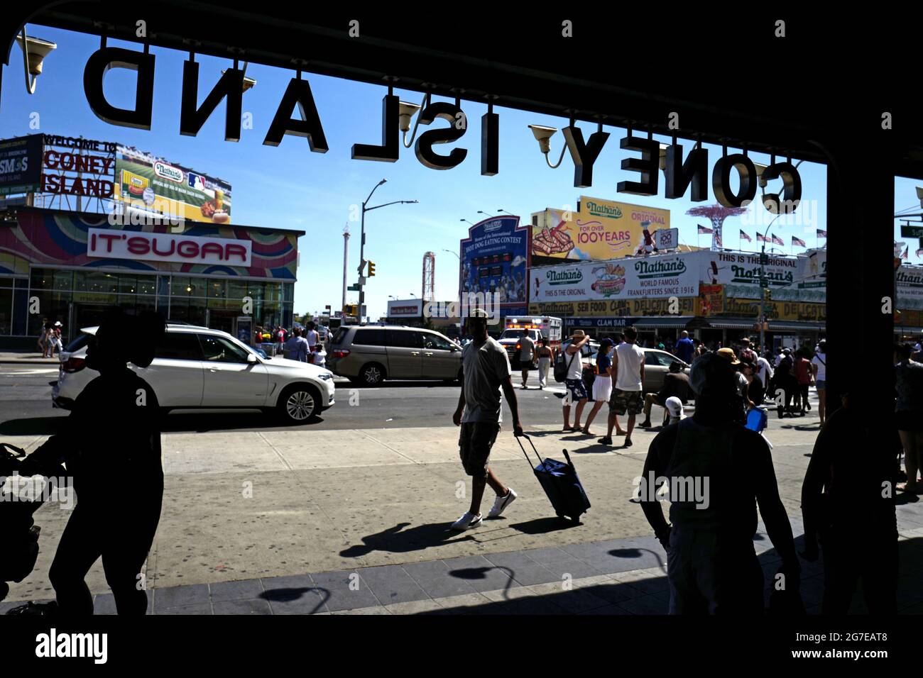 Ausgang des Bahnhofs Coney Island in New York City. Stockfoto