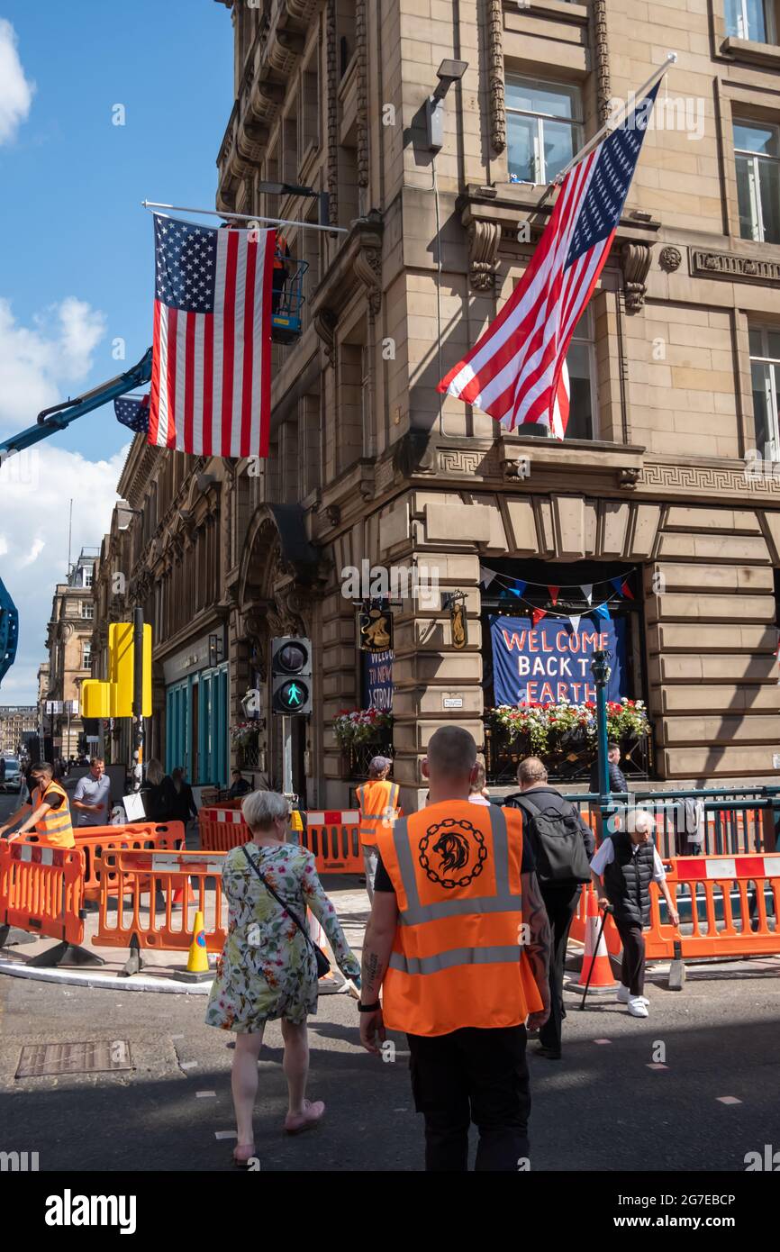 Glasgow, Schottland, Großbritannien. Juli 2021. Dreharbeiten zum neuesten Film von Indiana Jones im Stadtzentrum. Kredit: Skully/Alamy Live Nachrichten Stockfoto