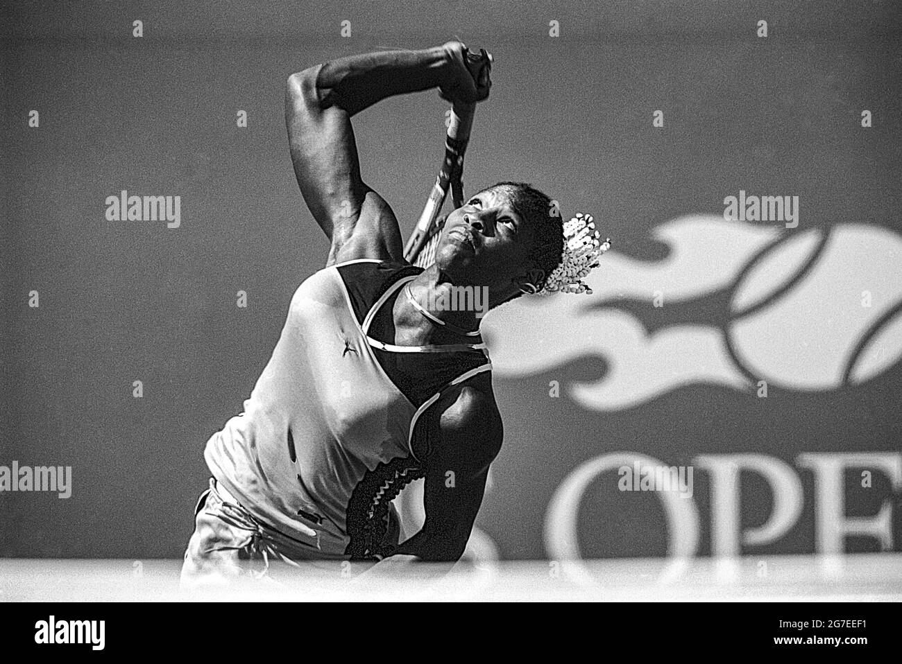 Serena Williams (USA) gewinnt ihren ersten Grand Slam bei der US Open Tennis Championship 1999 Stockfoto