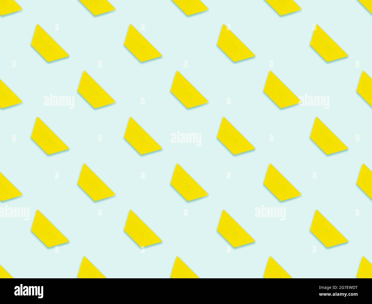 Geometrisches Trapez-gelbes Nahtloses Muster. Trendiger Hintergrund mit geometrischen Figuren Stockfoto