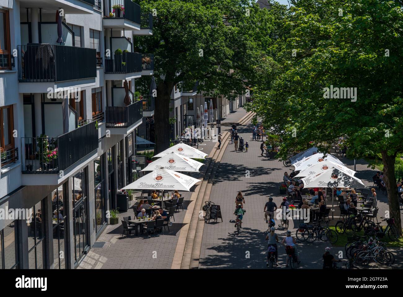 Das Stadtzentrum von Mülheim an der Ruhr, Ruhrpromenade, Wohn- und Geschäftshäuser, Gastronomie, Neubauten, Ruhrbania-Projekt, City Harbo Stockfoto