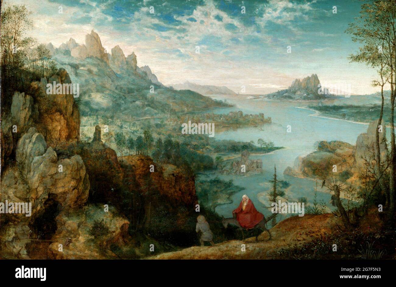 Landschaft mit der Flucht nach Ägypten, 1563, von Pieter Brueghel dem Älteren Stockfoto