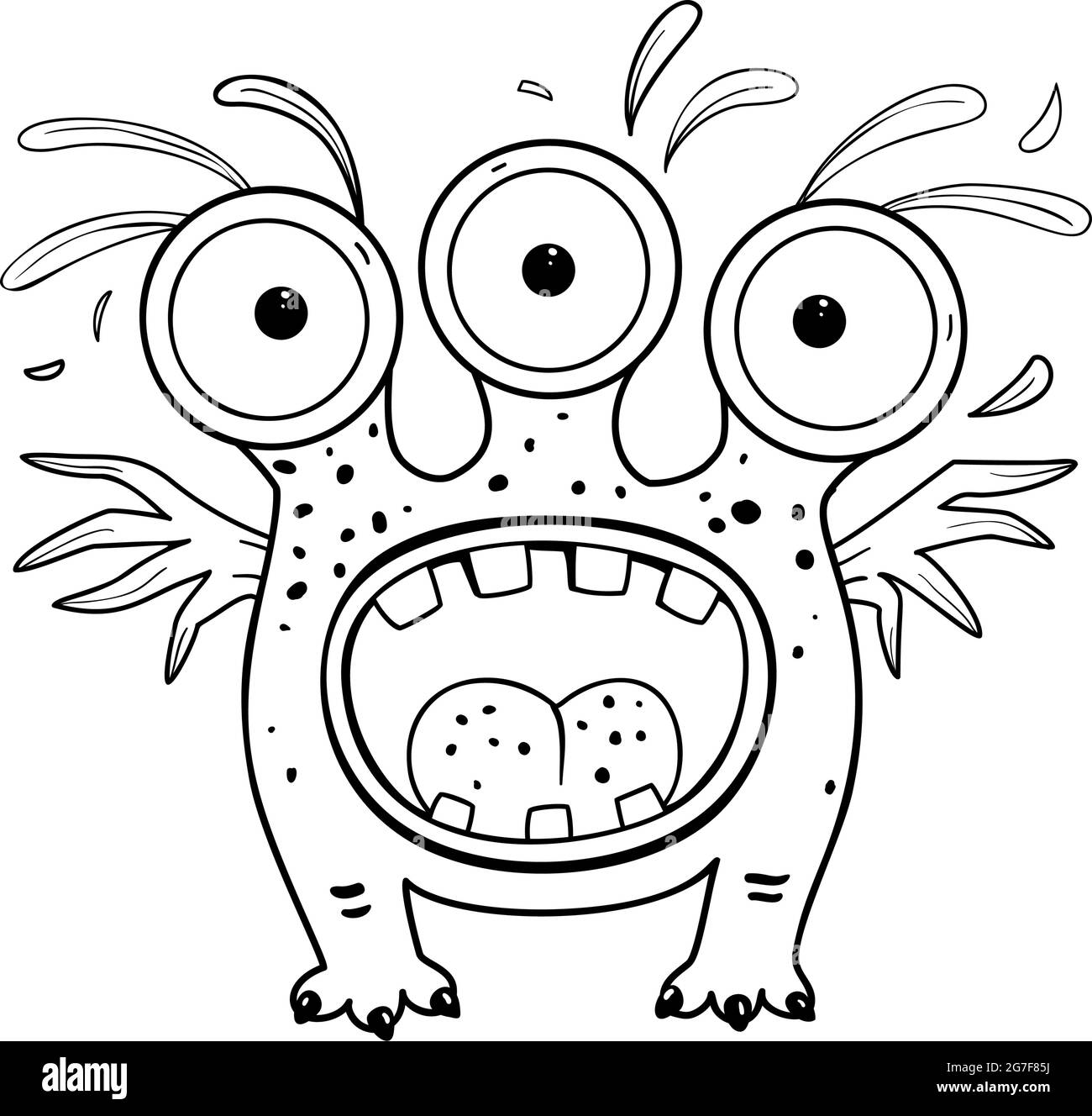 Alien Monster Malbuch Seite Umriss Cartoon Stock Vektor