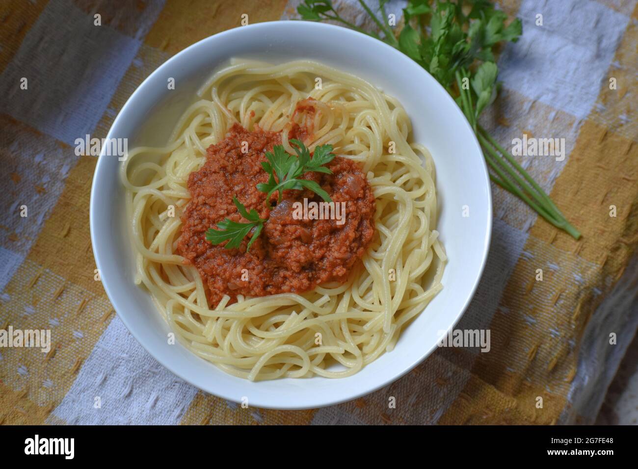 Essen Pasta Spaghetti Bolognese Stockfoto
