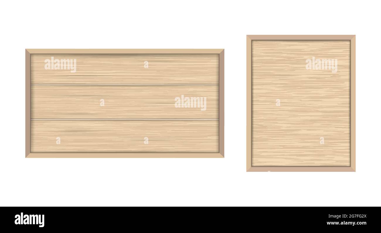 Holzrahmen mit Sperrholzhintergrund. Holzplanken in einem gerahmten Brett gebaut. Leeres Textfeld oder Anführungszeichen. Isolierte Vektordarstellung. Stock Vektor