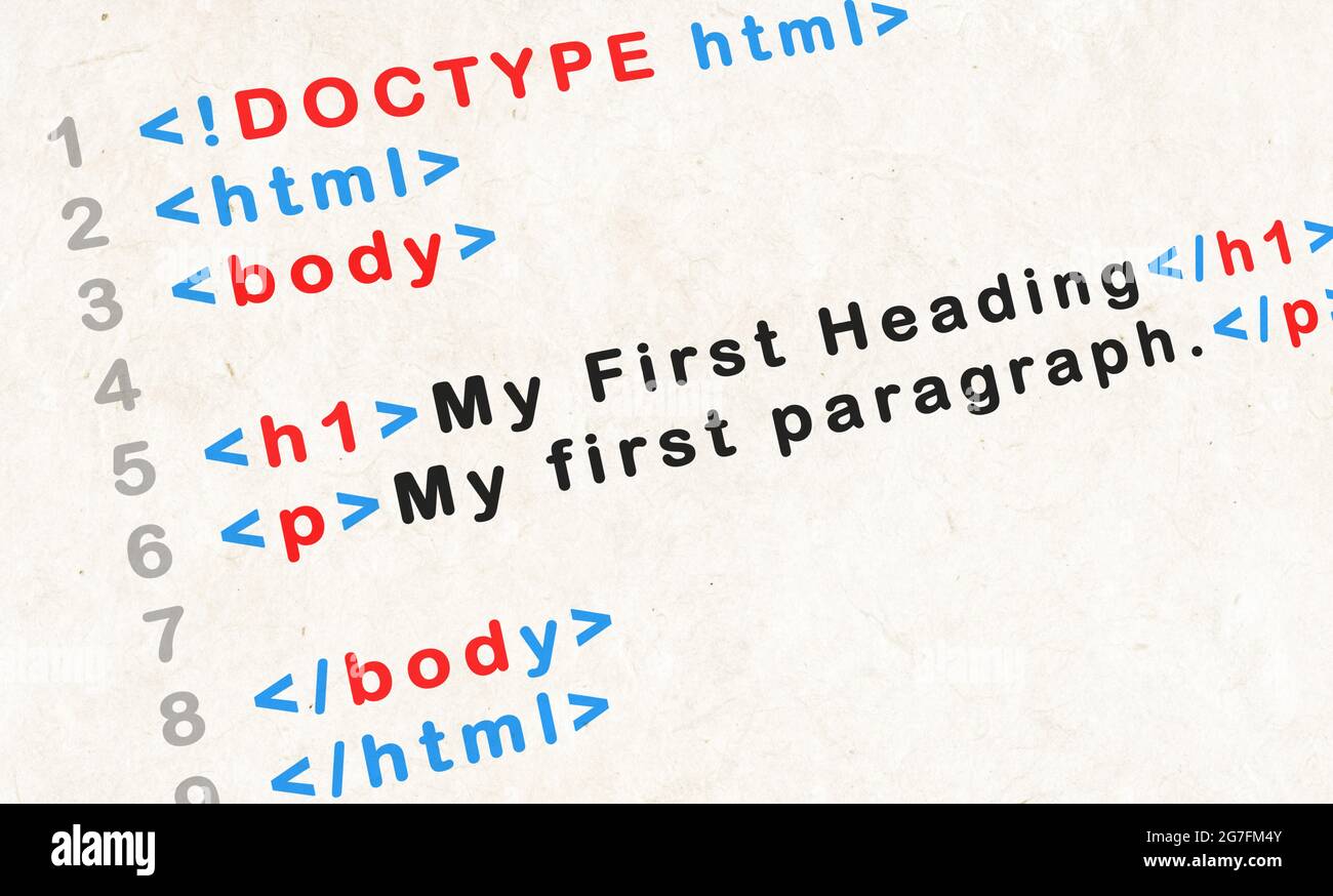 HTML-Code-Lernen für Anfänger. Konzept Stockfoto