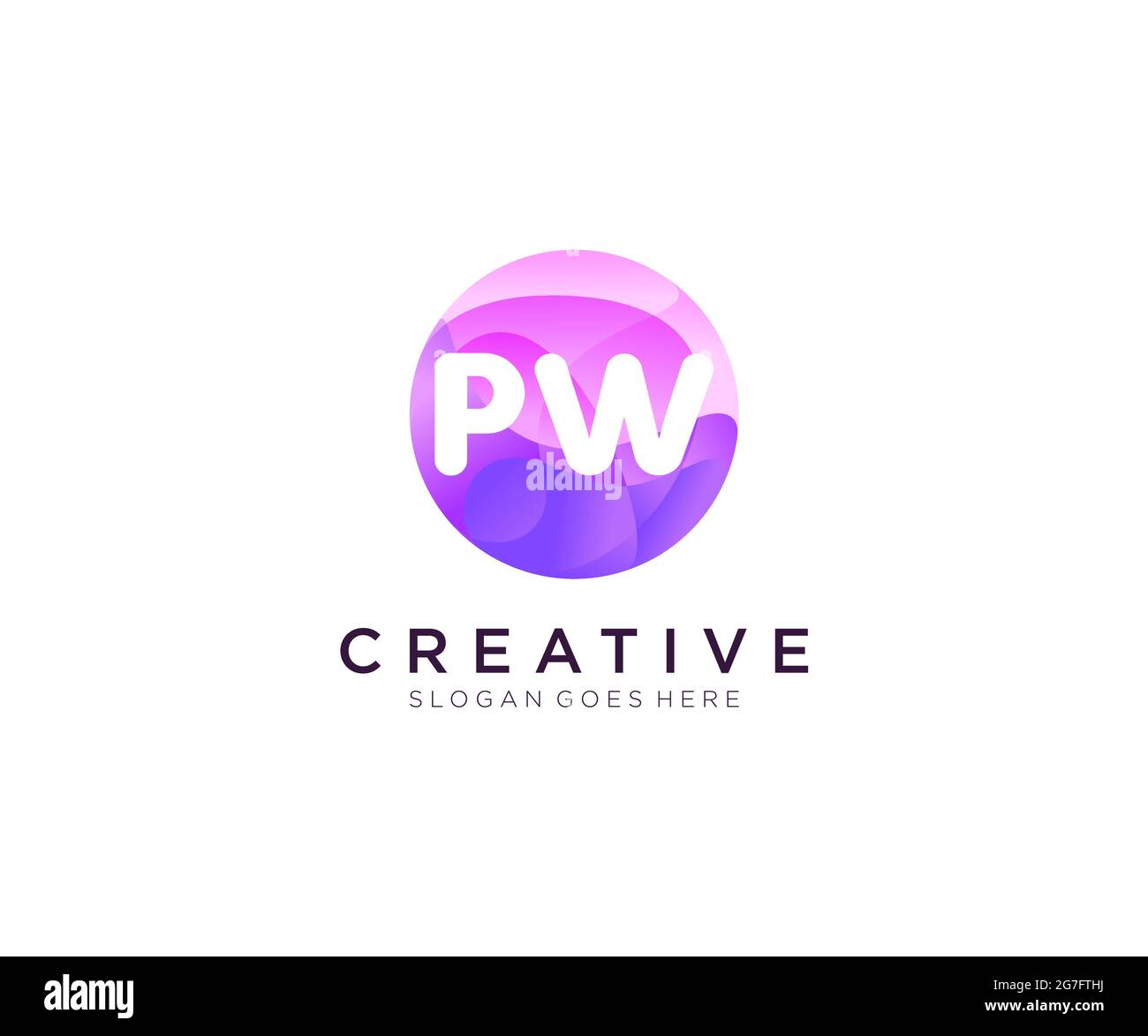 PW-Initiallogo mit farbenfroher Kreisvorlage Stock Vektor