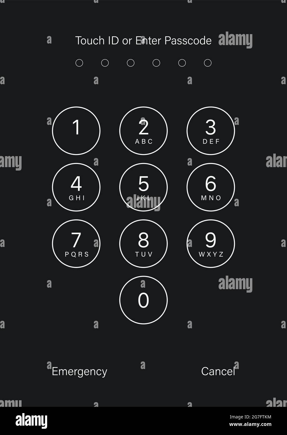Tippen Sie auf ID, oder geben Sie den Passcode ein. Vektorgrafik Stock Vektor