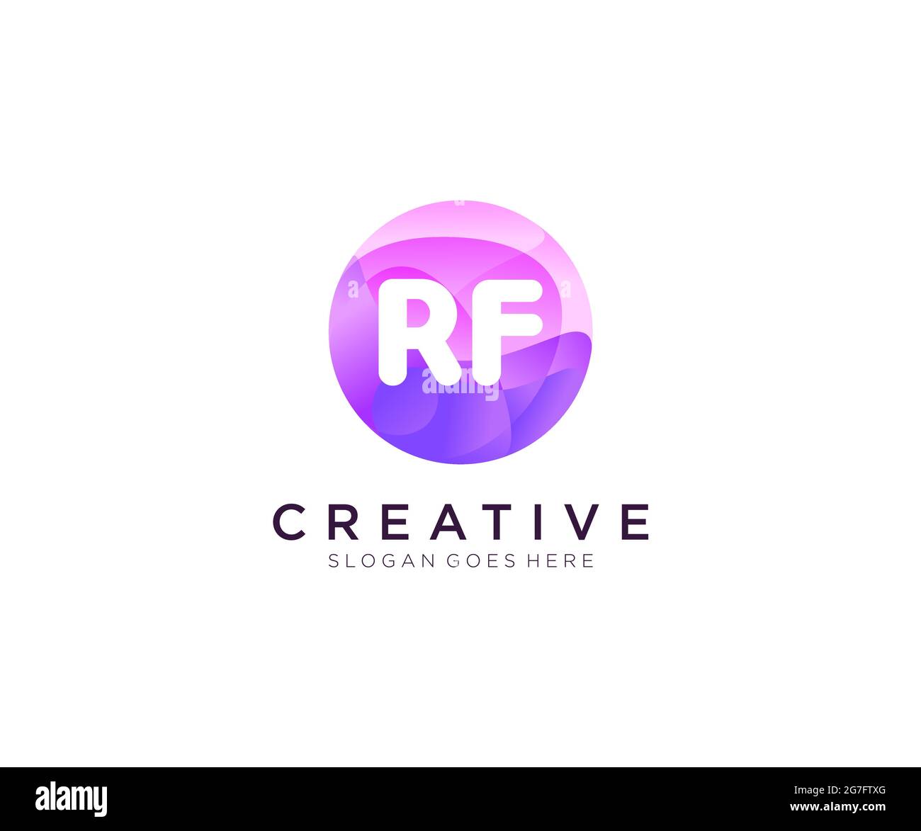 Anfängliches RF-Logo mit farbenfroher Circle-Vorlage Stock Vektor