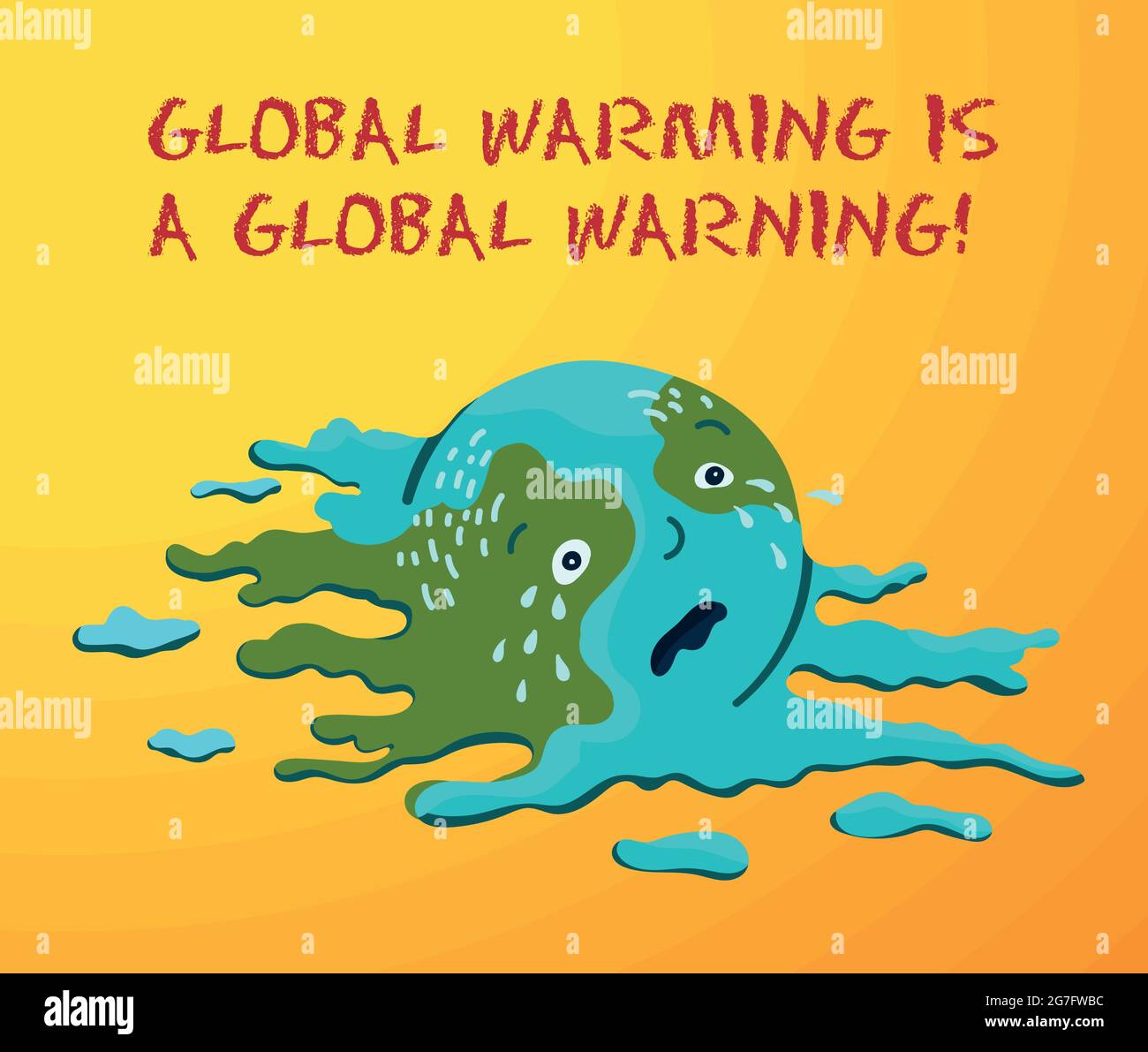 Ökologische konzeptionelle Illustration des Planeten Erde, der von der Hitze schmilzt Stock Vektor