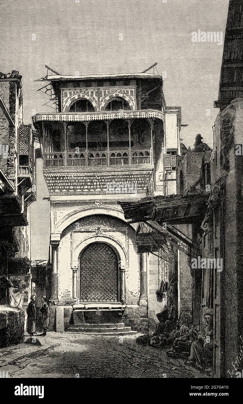 Sabil-Kutab von Katkhuda Brunnen und Koranschule, Cairo Governorate, Kairo. Ägypten, Nordafrika. Alte Illustration aus dem 19. Jahrhundert von El Mundo Ilustrado 1880 Stockfoto