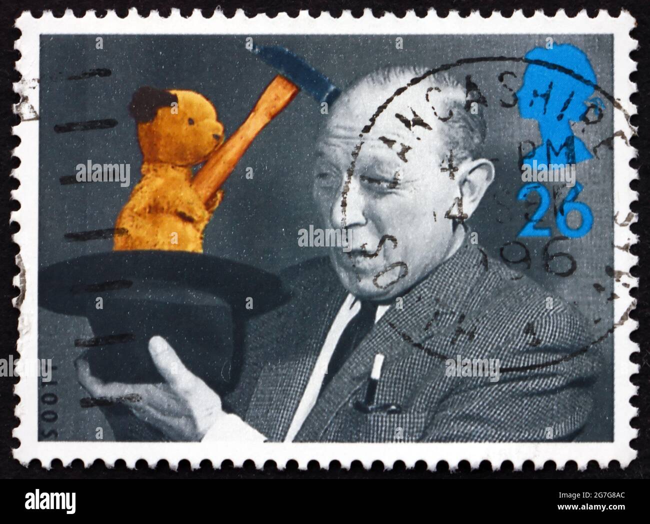 GROSSBRITANNIEN - UM 1996: Eine in Großbritannien gedruckte Briefmarke zeigt Sooty, ist eine Glove Puppet von Harry Corbett, British Television Programs for Stockfoto