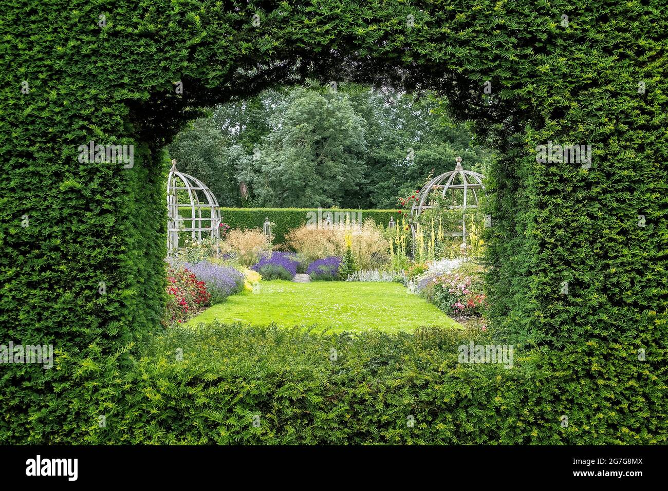 Blick auf den Mary Rose Garden im Waterperry Garden Wheatley Oxfordshire UK Stockfoto