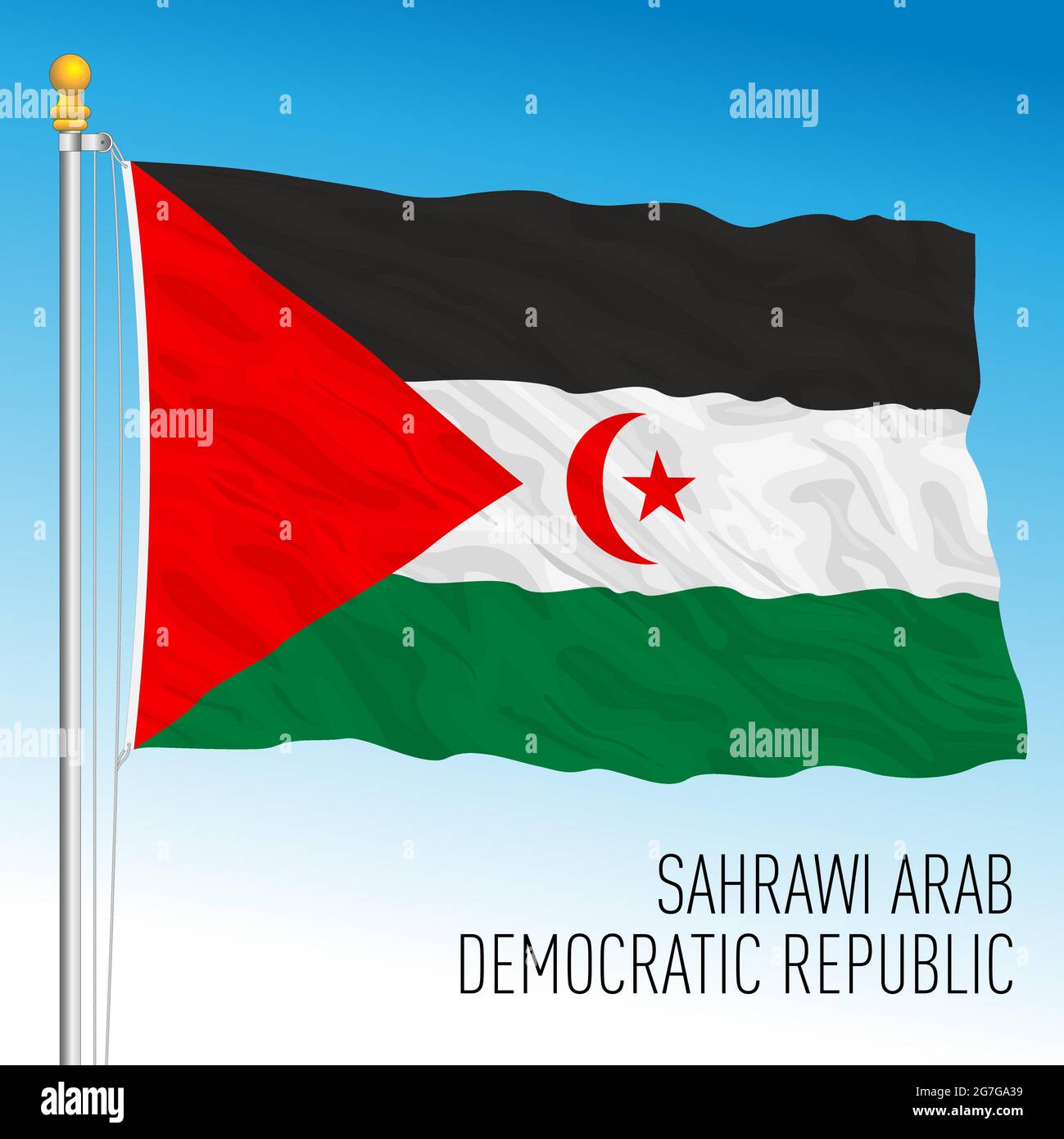 Offizielle Flagge der Saharauischen Republik, afrikanisches Land, Vektorgrafik Stock Vektor