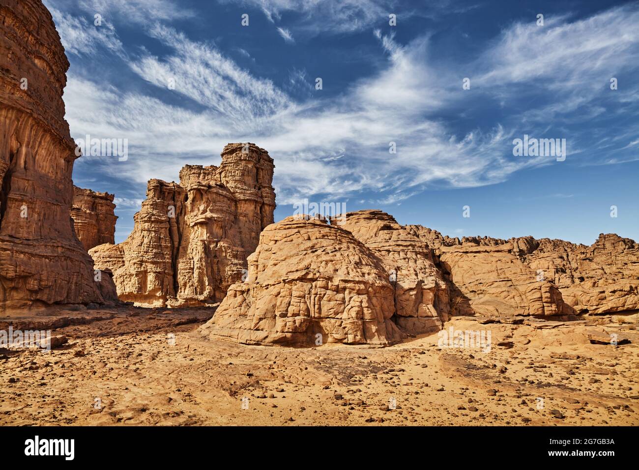 Felsen der Wüste Sahara, Tassili n ' Ajjer, Algerien Stockfoto