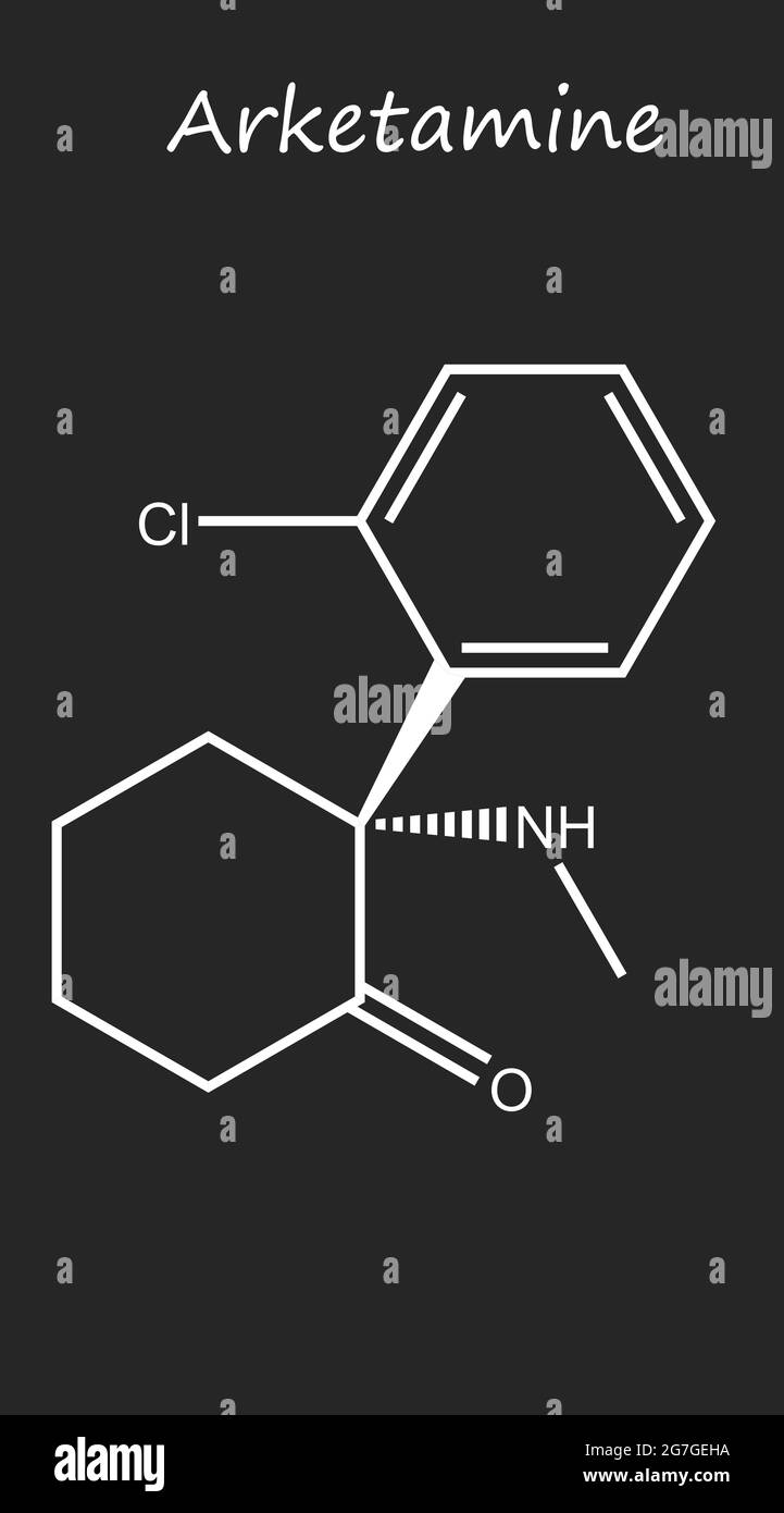 Arketamin, auch bekannt als (R)-Ketamin oder (R)-(−)-Ketamin, ist das (R)-(−) Enantiomer von Ketamin Stockfoto