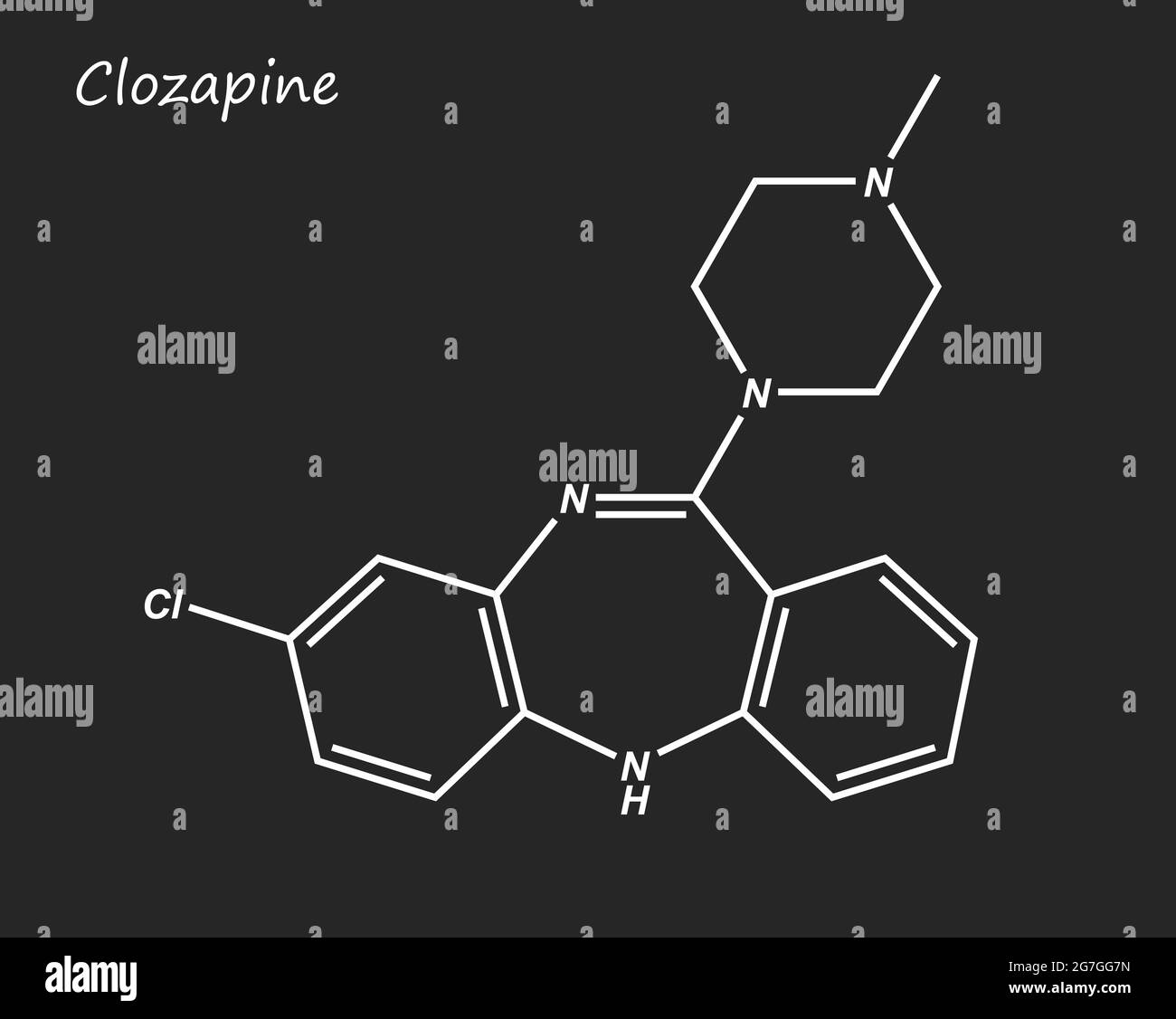Clozapin, unter anderem unter dem Markennamen Clozaril verkauft, ist ein atypisches antipsychotisches Medikament Stockfoto