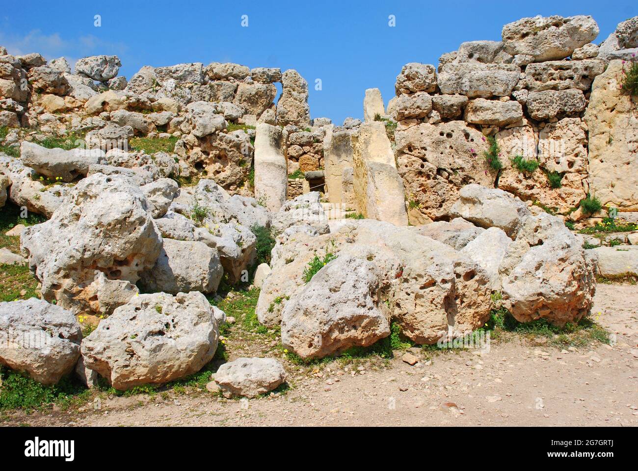 Ggantija, megalithischer Tempelkomplex, Malta, Xaghra, Gozo Stockfoto