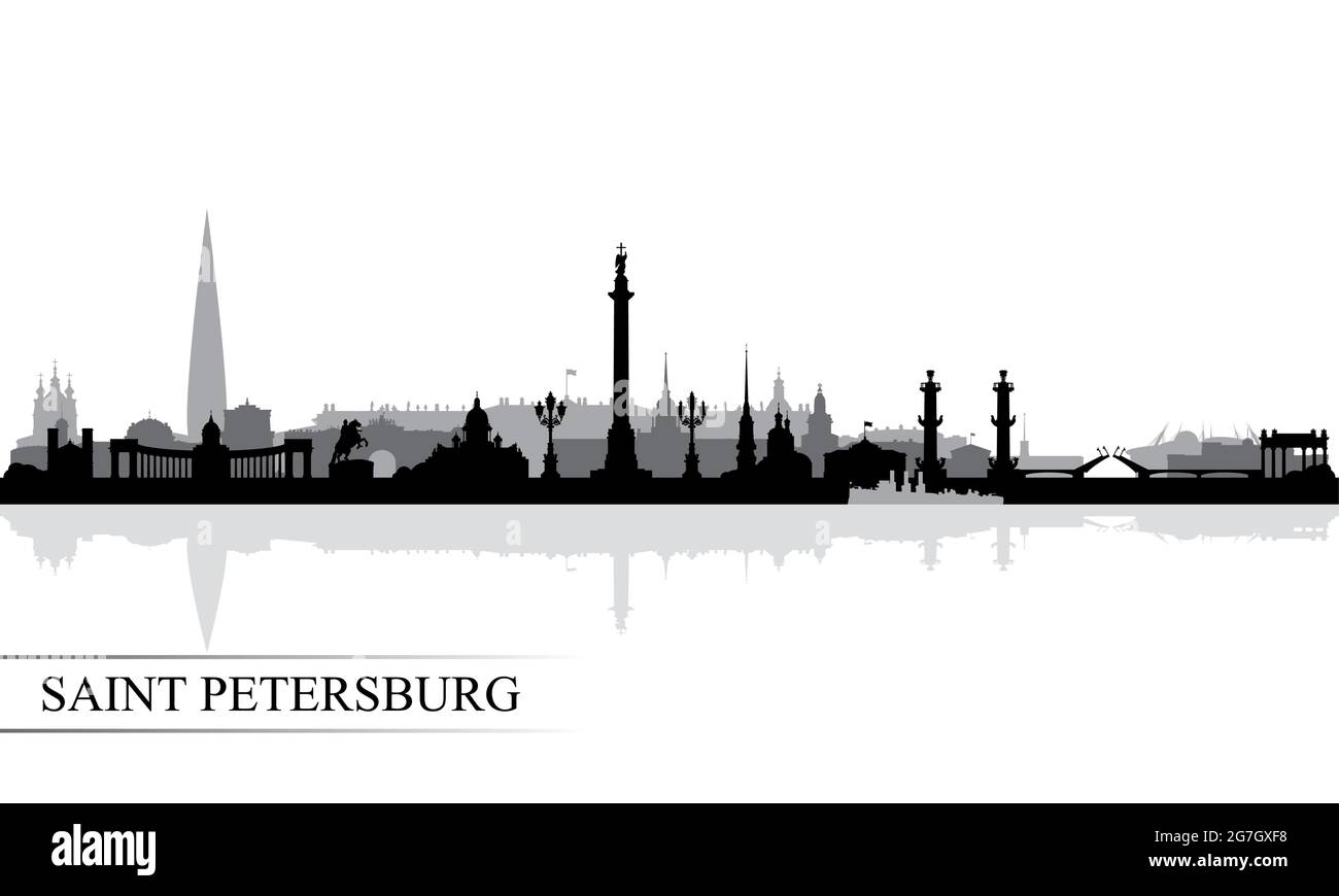 Sankt Petersburg Skyline Silhouette Hintergrund, Vektor-Illustration Stock Vektor