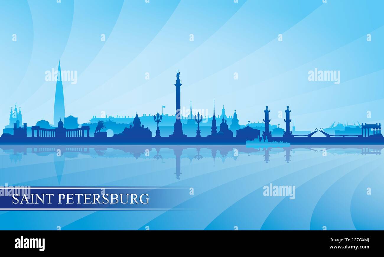 Sankt Petersburg Skyline Silhouette Hintergrund, Vektor-Illustration Stock Vektor