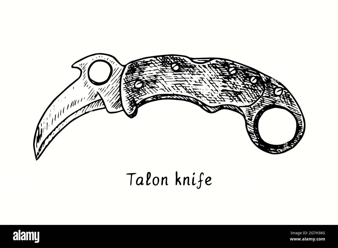 Talon Messertyp. Tusche schwarz-weiß Zeichnung Umriss Illustration Stockfoto