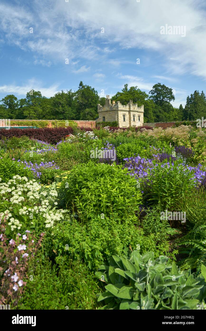 The Walled Garden at Floors Castle an einem schönen Sommertag. Stockfoto