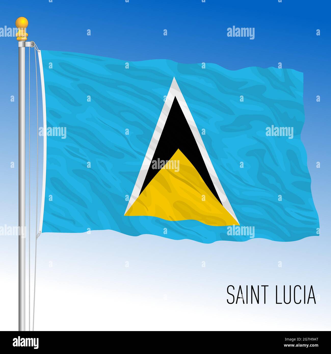 St. Lucia offizielle Nationalflagge, karibisches Land, Vektorgrafik Stock Vektor