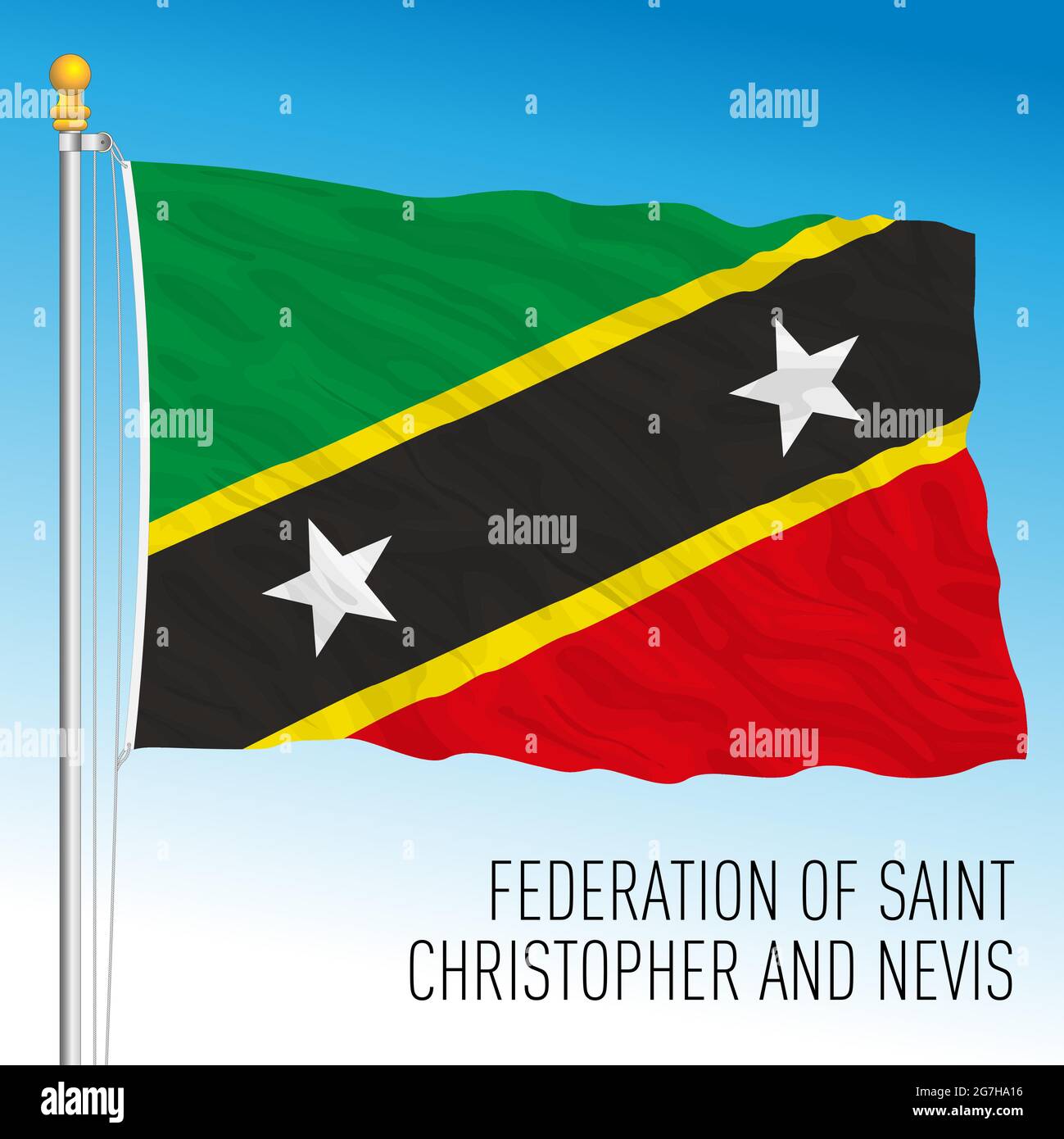 St. Christopher und Nevis, St. Kitts, offizielle Nationalflagge, karibik, Vektorgrafik Stock Vektor
