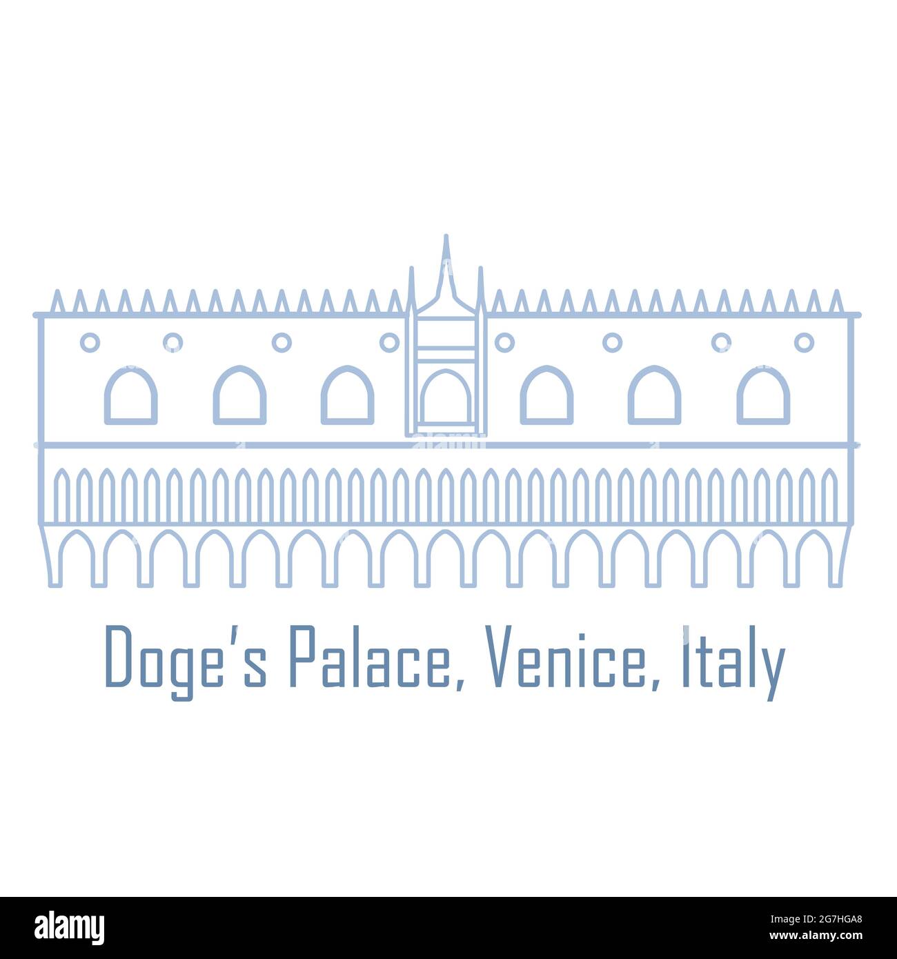 Dogenpalast Venedig Italien venezianischer gotischer Architekturdudel Stock Vektor
