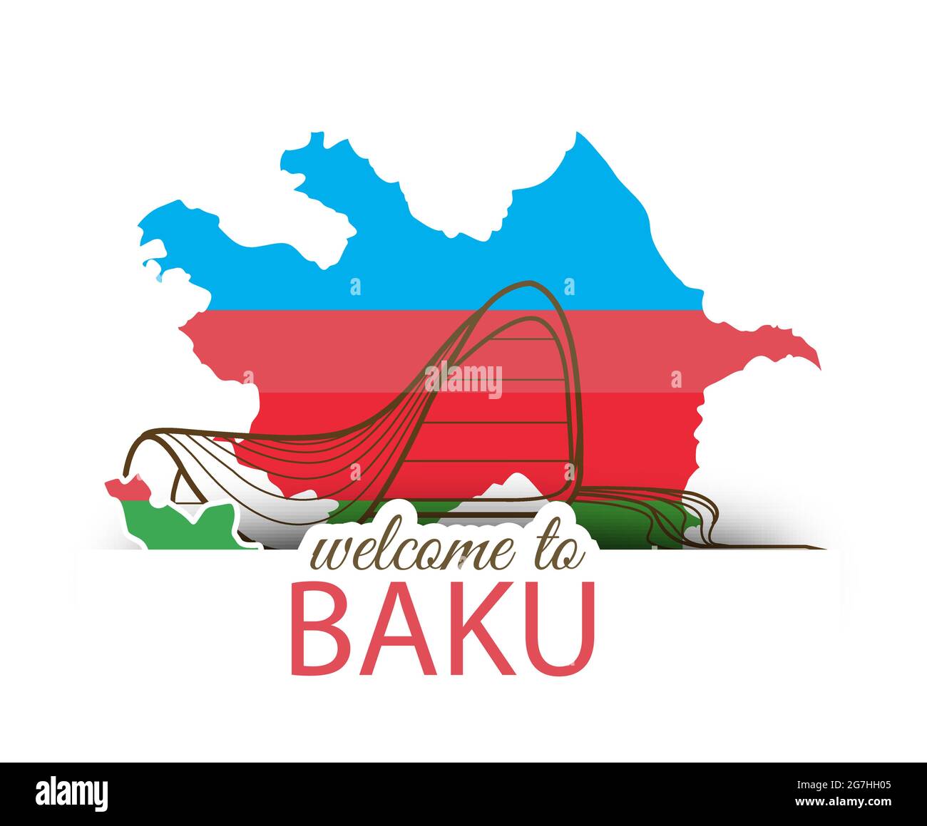 Willkommen in der berühmten Skyline von Baku, Aserbaidschan Stock Vektor