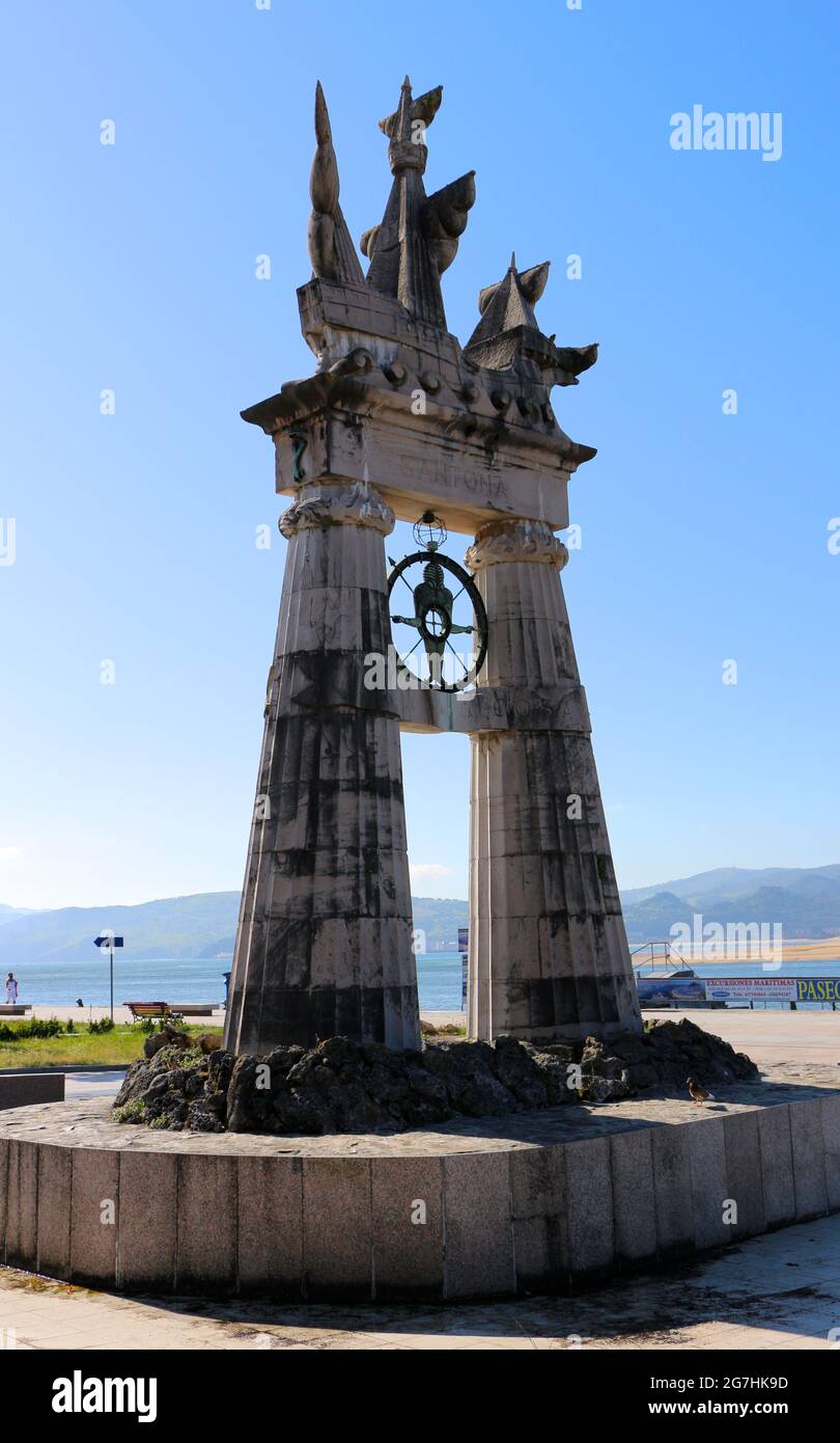 Denkmal für Juan de la Cosa 15th Jahrhundert Navigator und Kartograph Santona Kantabrien Spanien Stockfoto