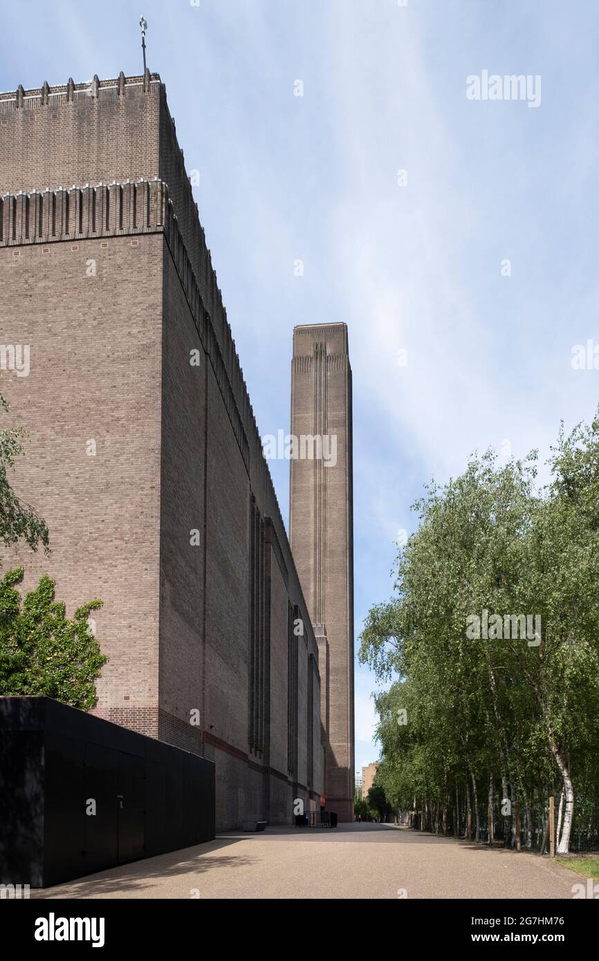 Mauerwerk-Detail des ehemaligen Bankside-Kraftwerks, heute die Tate Modern, wurde 1947 von Sir Giles Gilbert Scott neu entwickelt Stockfoto