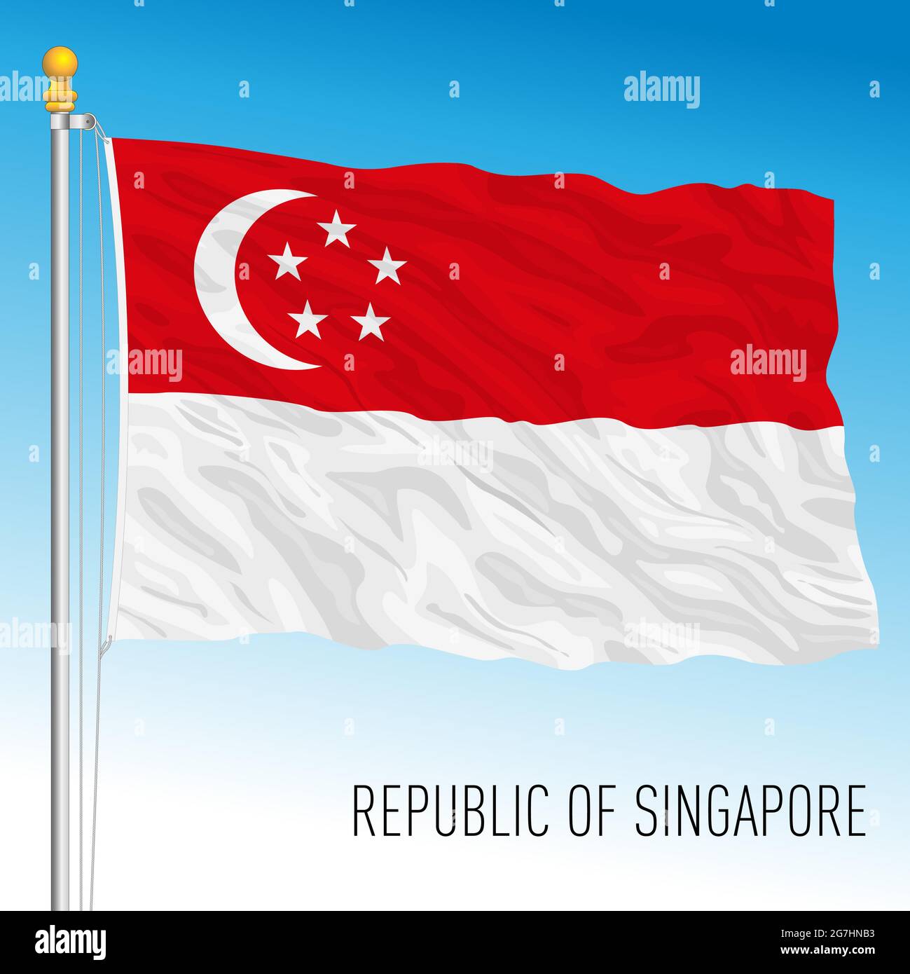 Offizielle Flagge Singapurs, asiatisches Land, Vektorgrafik Stock Vektor
