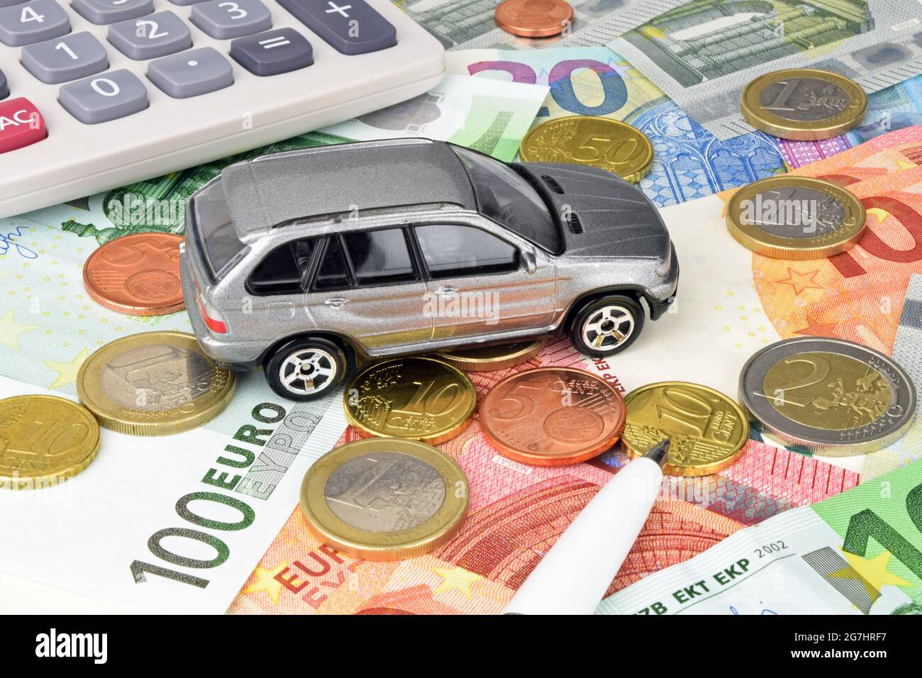 Ein Euro-Auto finanziert Stillleben. Stockfoto