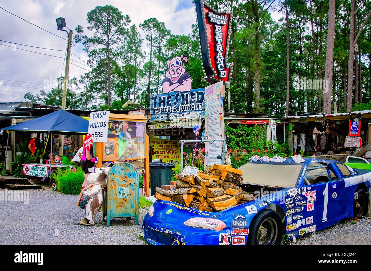 Das Shed Barbeque and Blues Joint ist am 4. Juli 2021 in Ocean Springs, Mississippi, abgebildet. Stockfoto