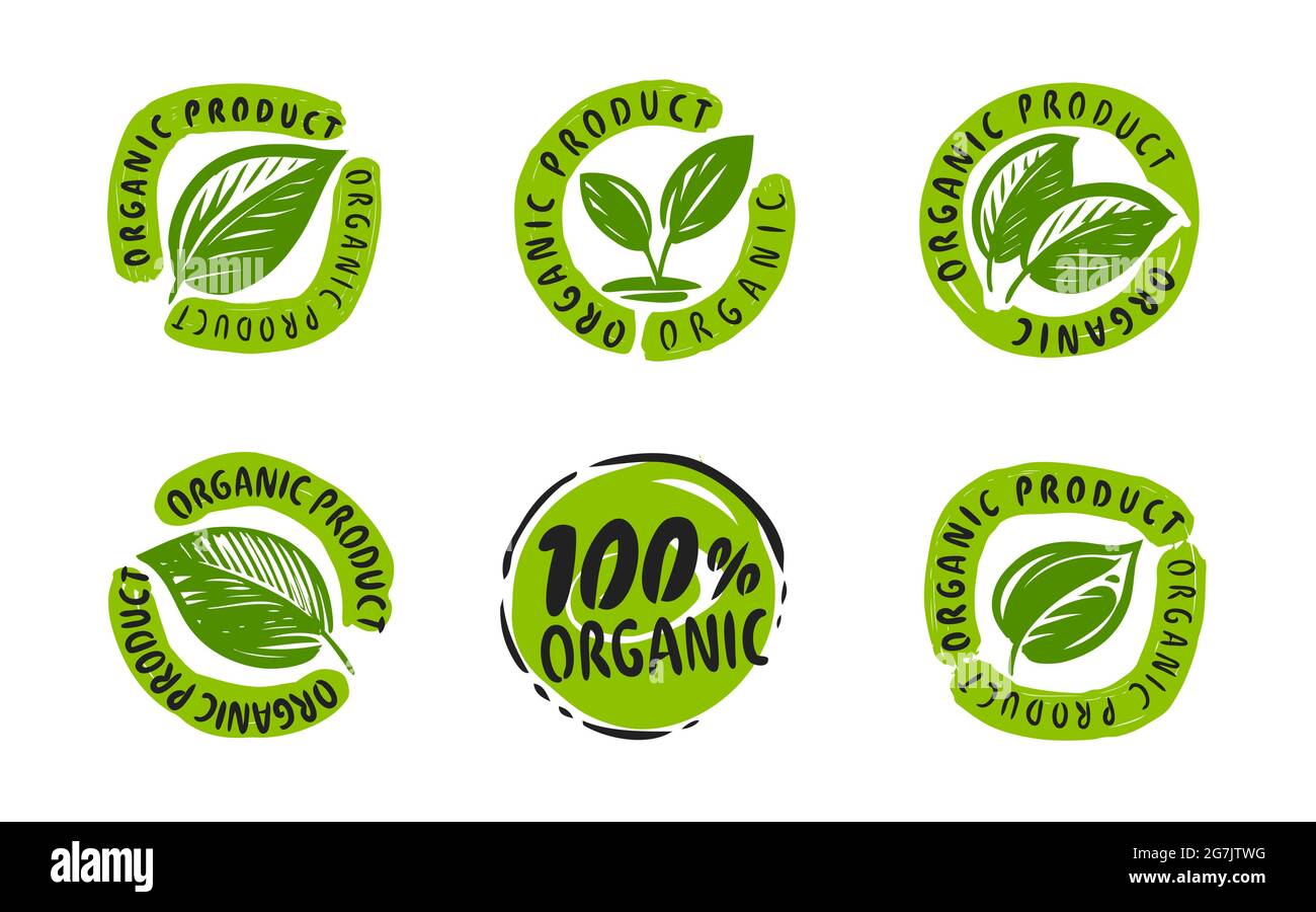 Bio-Produktetikett. Grün gesunde natürliche Lebensmittel Stempel. Eco Bio-Symbol Stock Vektor